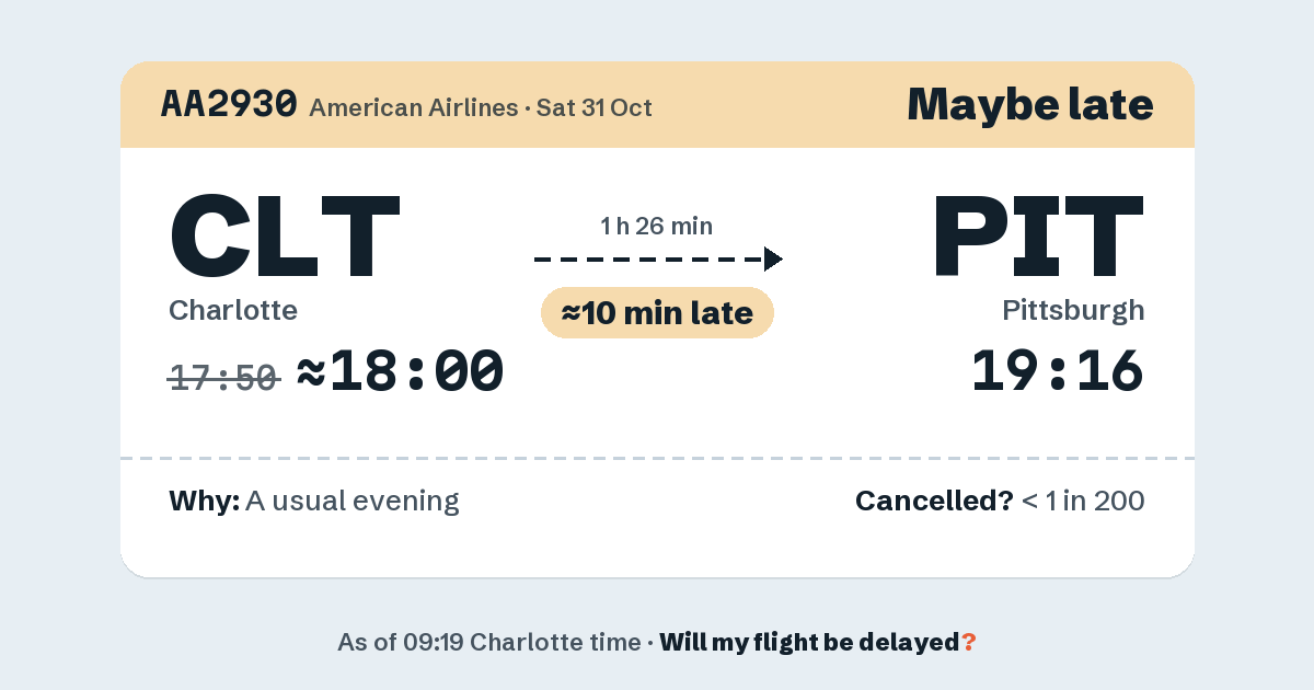 Link preview: AA2930 lands about 19:17