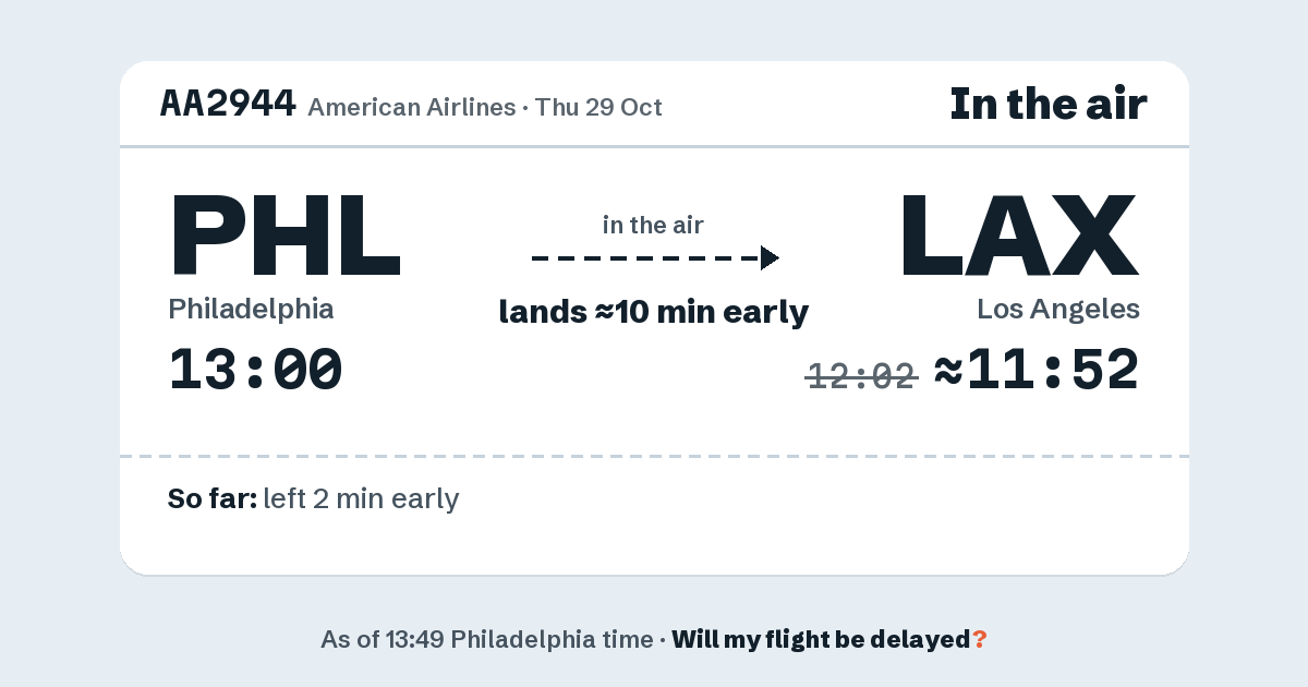 Link preview: AA2944 lands about 11:52