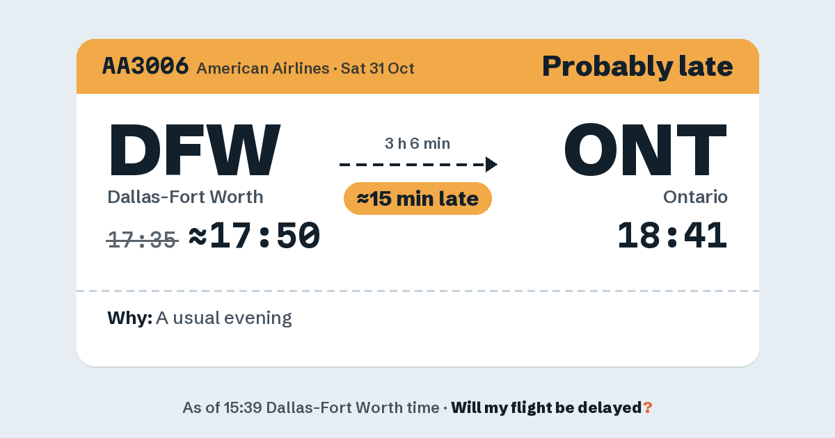 Link preview: AA3006 lands about 18:40