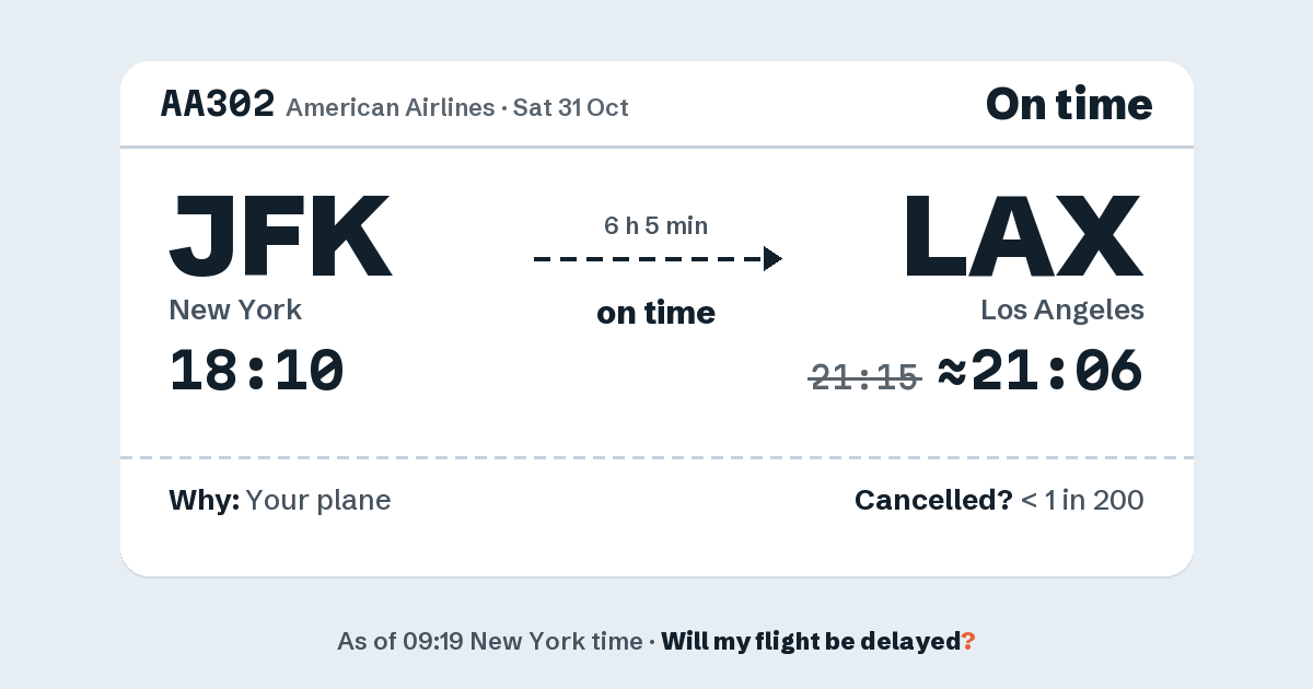 Link preview: AA302 lands about 21:06
