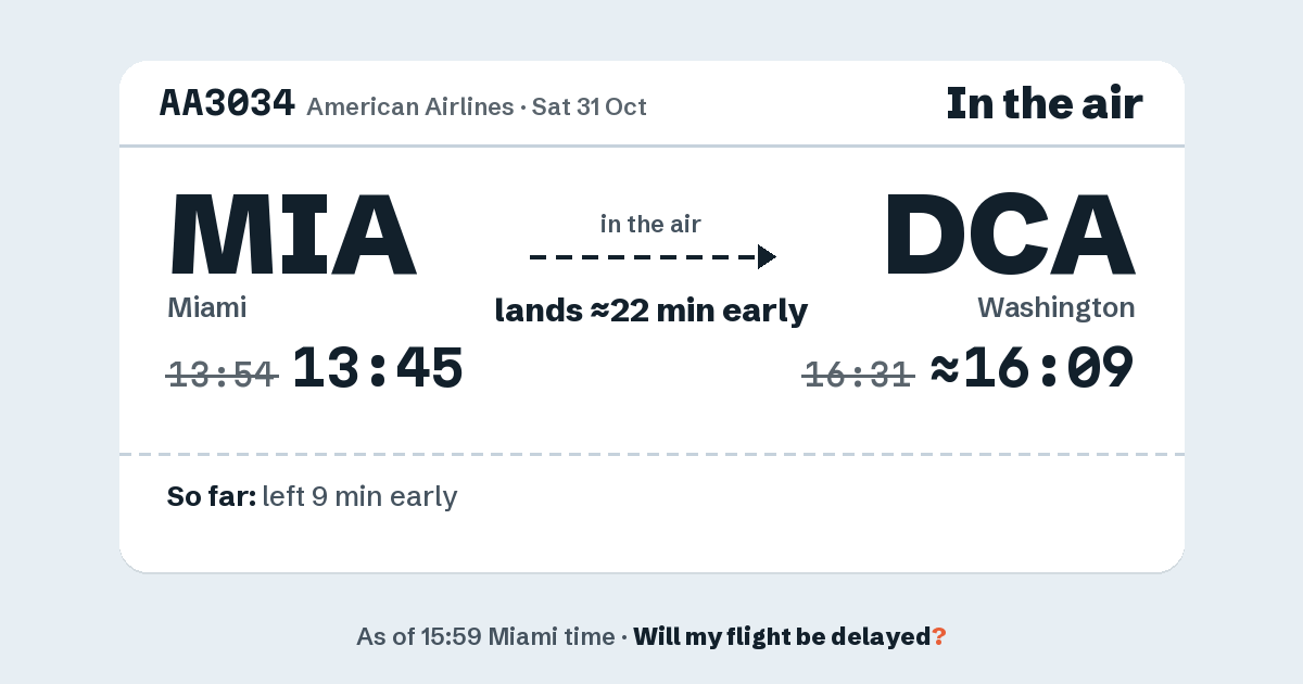 Link preview: AA3034 lands about 16:09