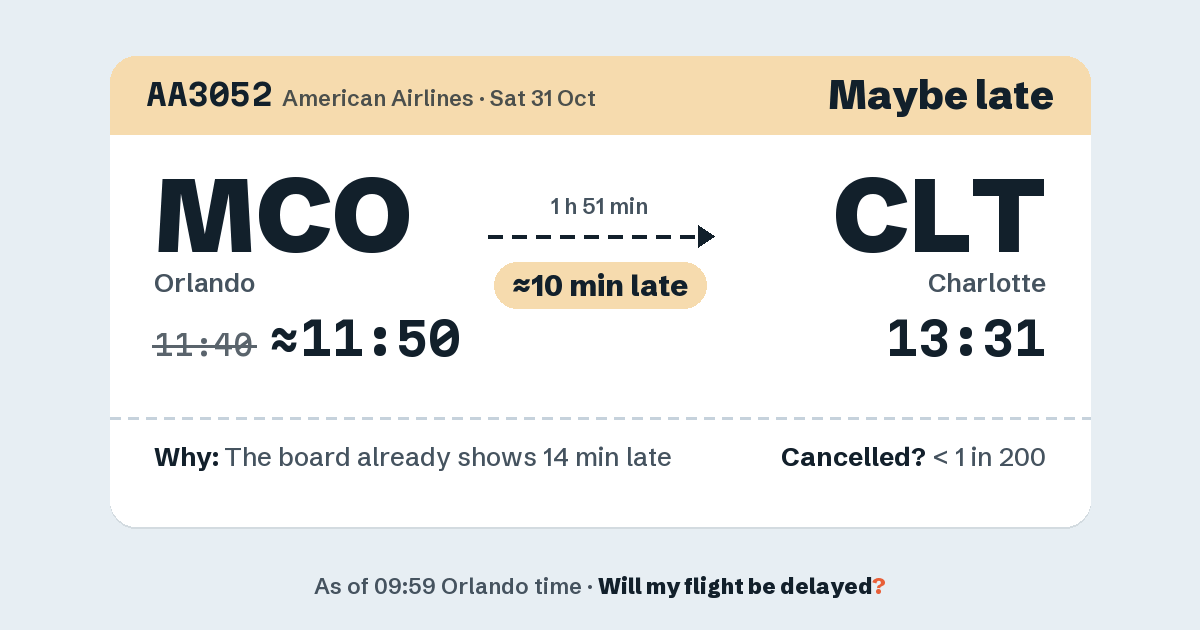 Link preview: AA3052 lands about 13:33