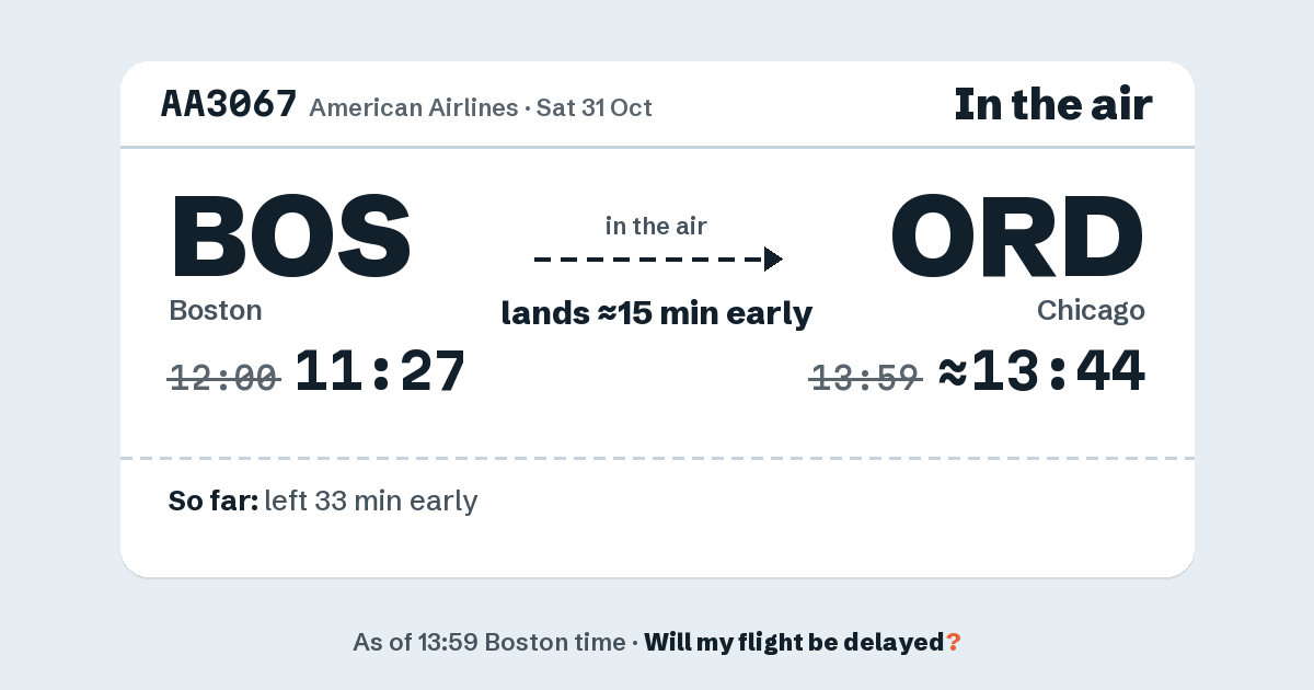 Link preview: AA3067 lands about 13:44