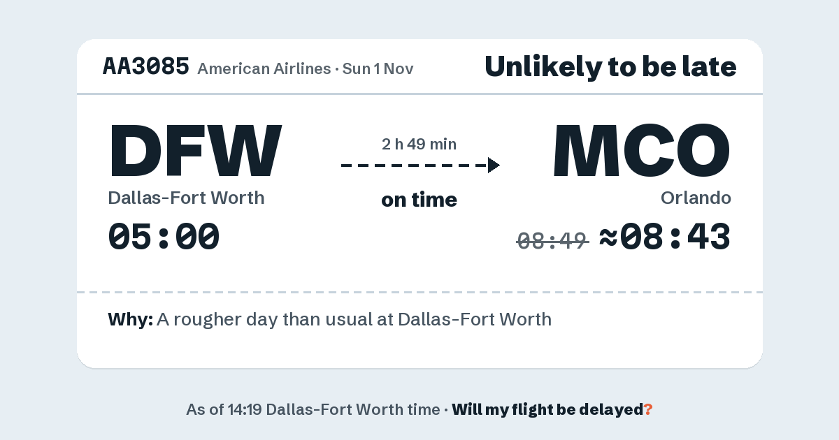 Link preview: AA3085 lands about 08:43