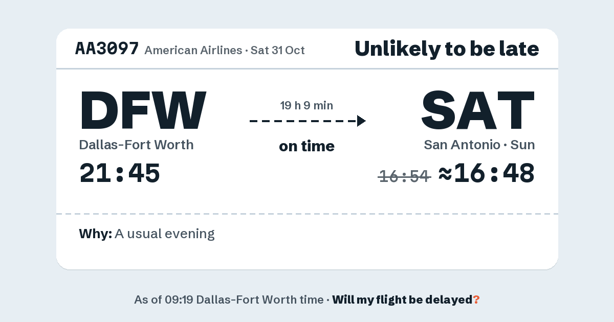 Link preview: AA3097 lands about 16:48