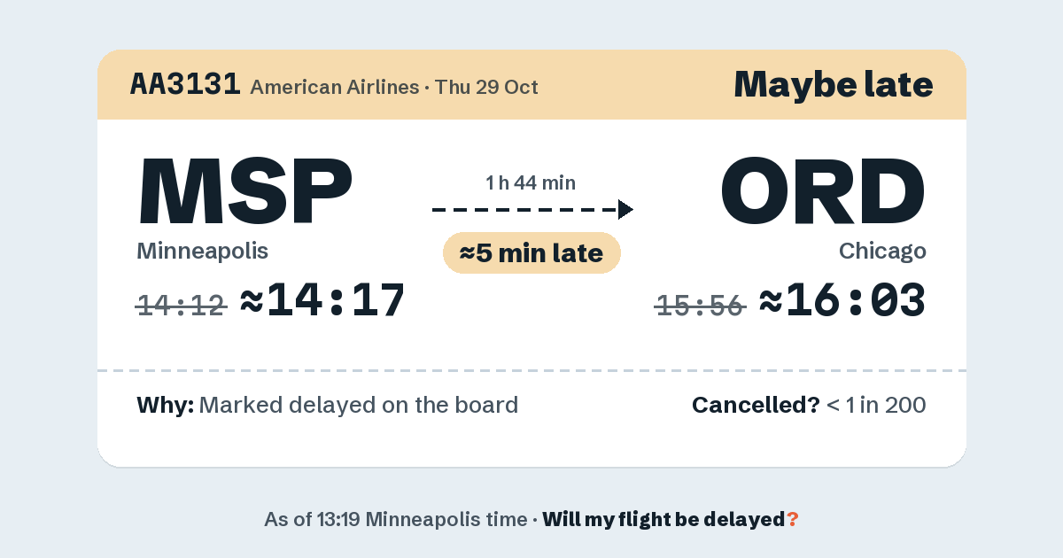 Link preview: AA3131 lands about 16:03