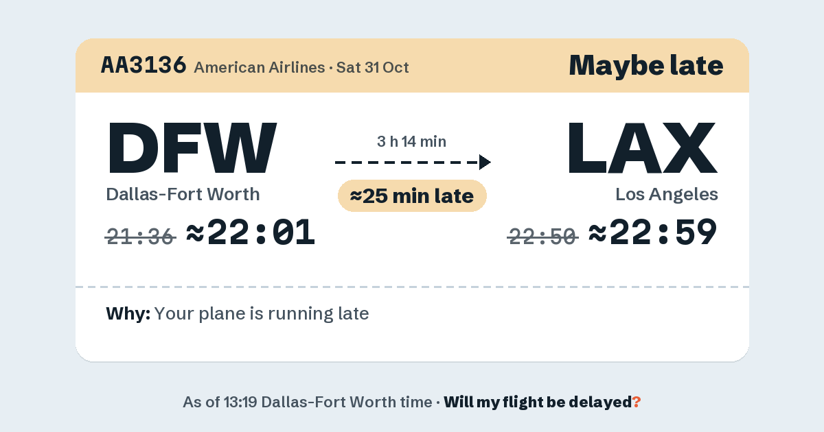 Link preview: AA3136 lands about 22:59