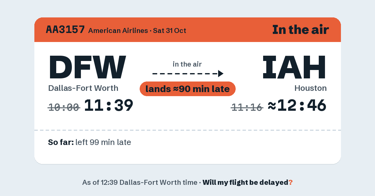 Link preview: AA3157 lands about 12:45