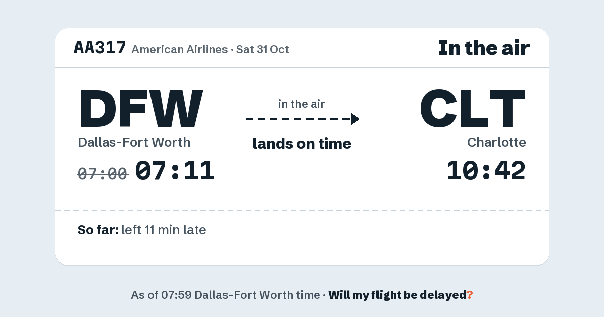 Link preview: AA317 lands about 10:43