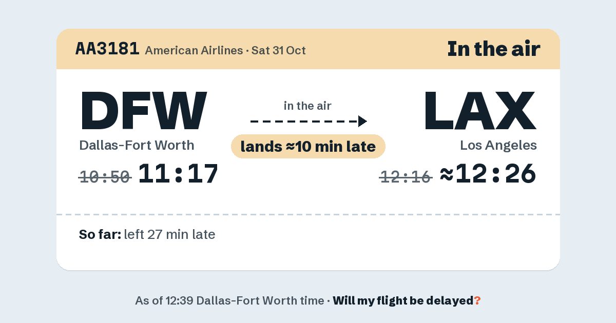 Link preview: AA3181 lands about 12:27