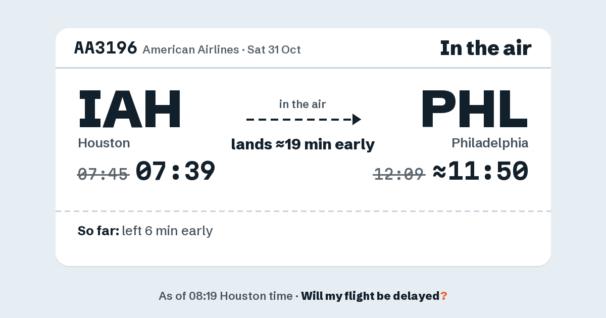 Link preview: AA3196 lands about 11:50