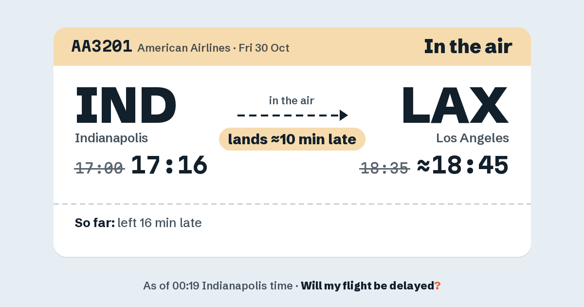 Link preview: AA3201 lands about 18:47