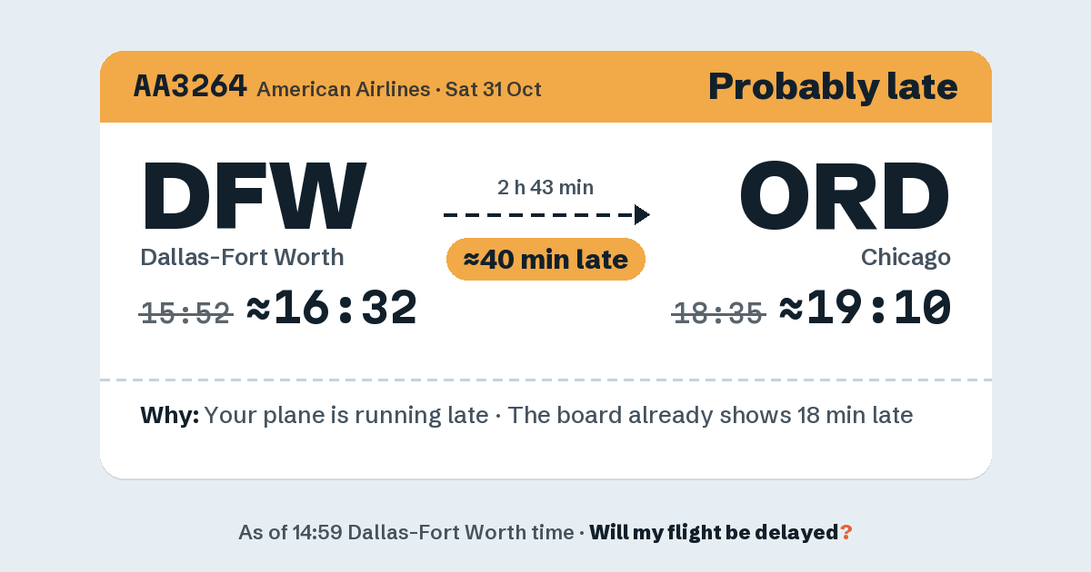Link preview: AA3264 lands about 19:09