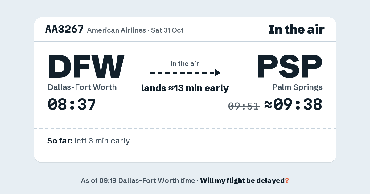 Link preview: AA3267 lands about 09:38