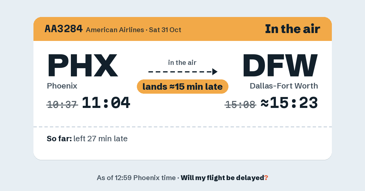 Link preview: AA3284 lands about 15:25