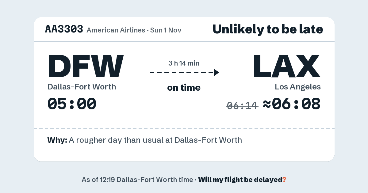 Link preview: AA3303 lands about 06:08