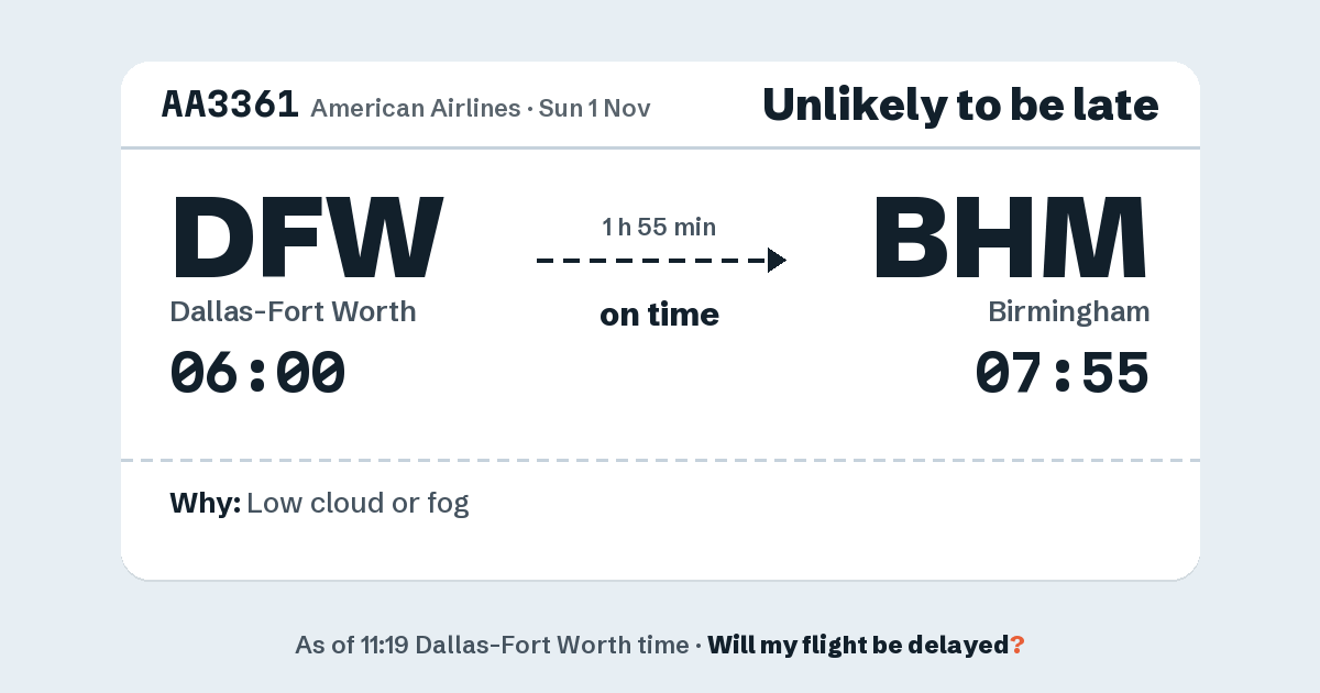 Link preview: AA3361 lands about 07:53