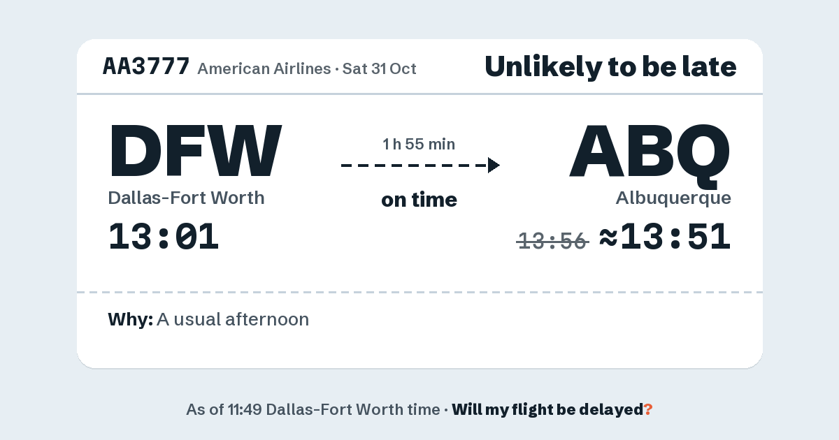 Link preview: AA3777 lands about 13:51