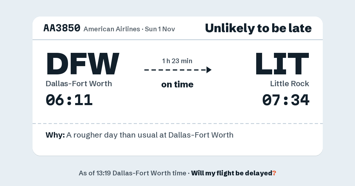 Link preview: AA3850 lands about 07:33