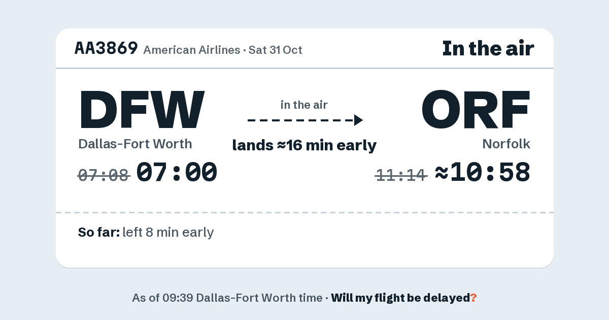 Link preview: AA3869 lands about 10:58