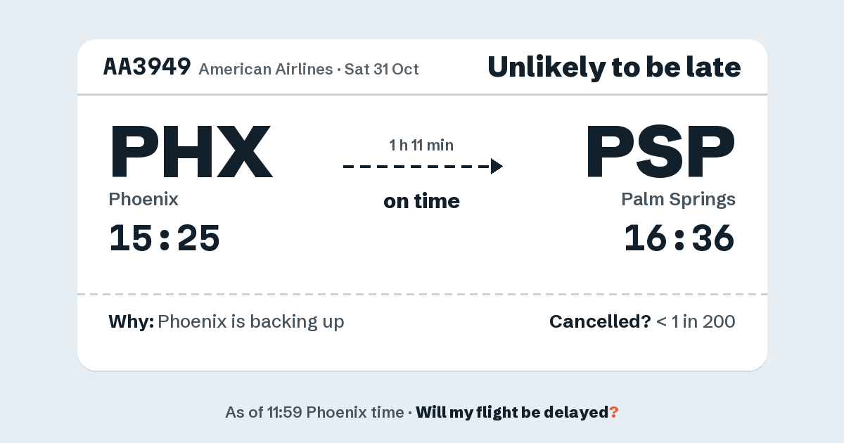 Link preview: AA3949 lands about 16:40