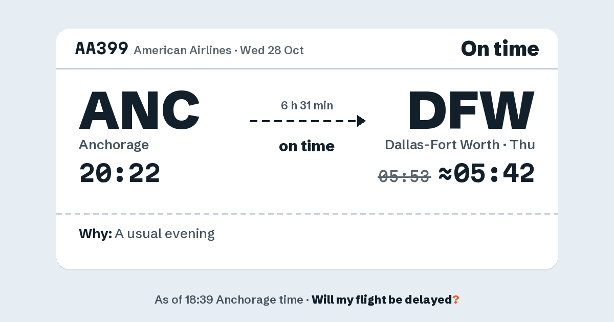 Link preview: AA399 lands about 05:42