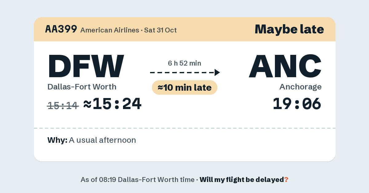 Link preview: AA399 lands about 19:04
