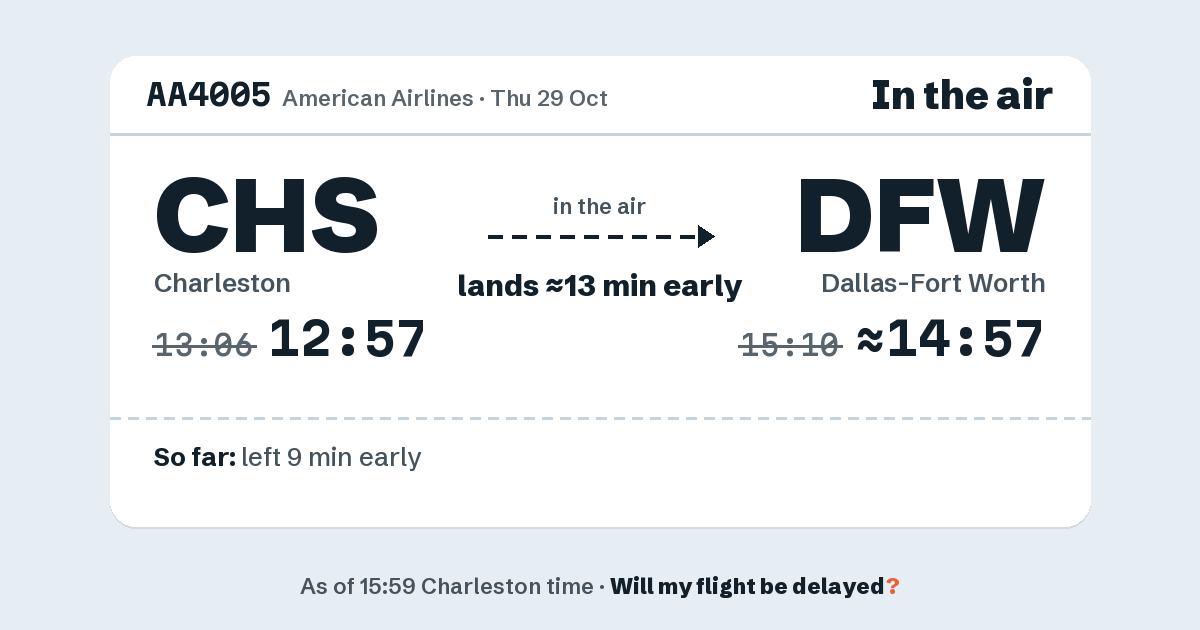 Link preview: AA4005 lands about 14:57