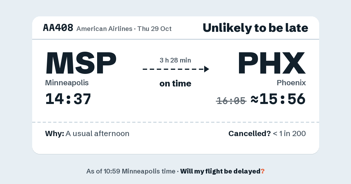 Link preview: AA408 lands about 15:56