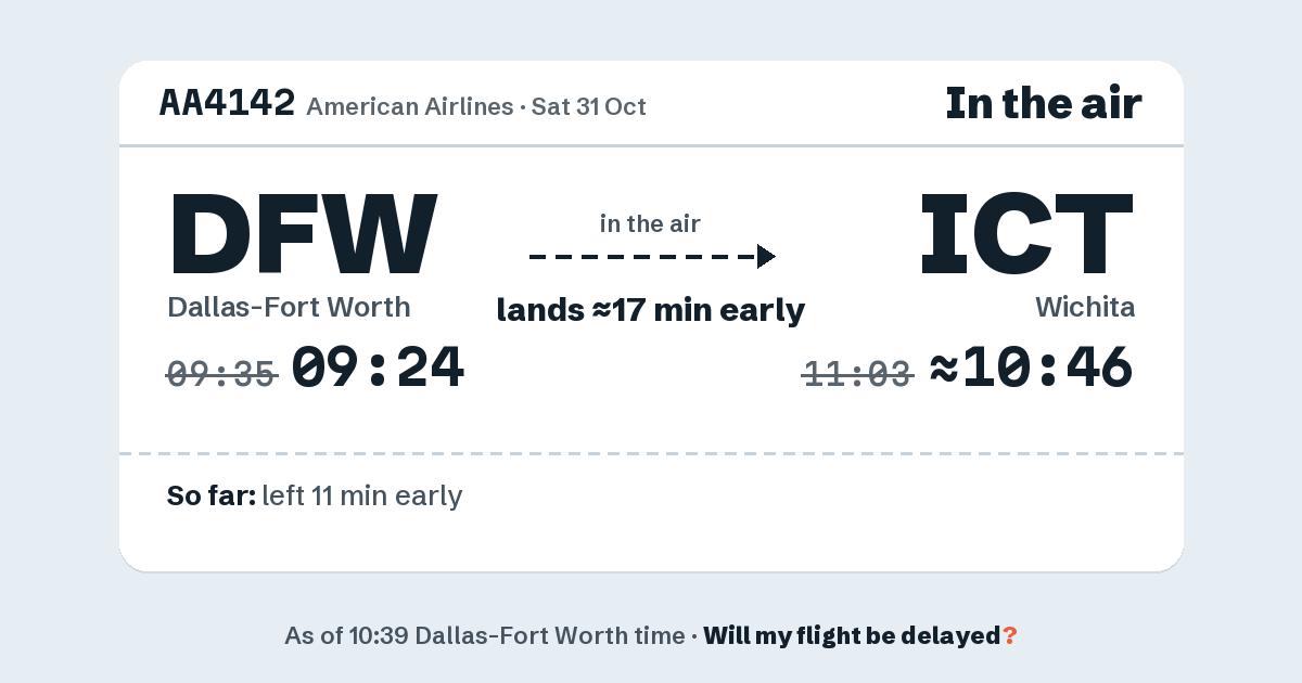 Link preview: AA4142 lands about 10:46