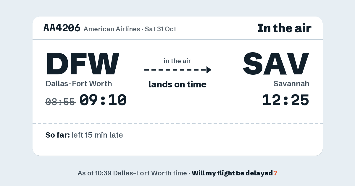 Link preview: AA4206 lands about 12:27