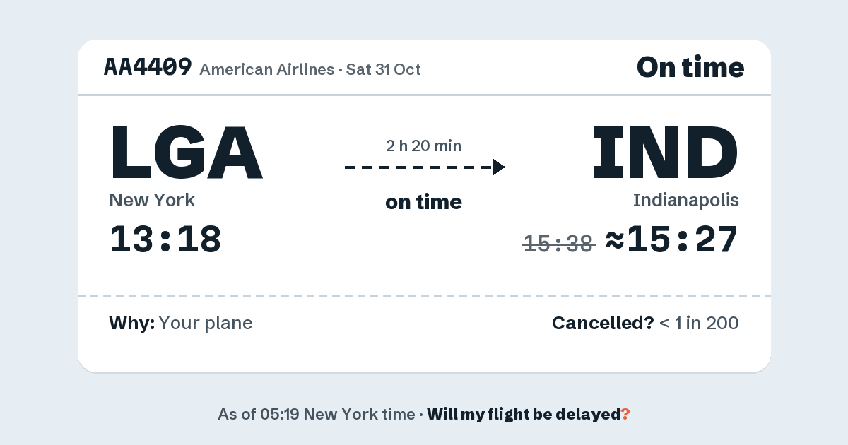 Link preview: AA4409 lands about 15:27