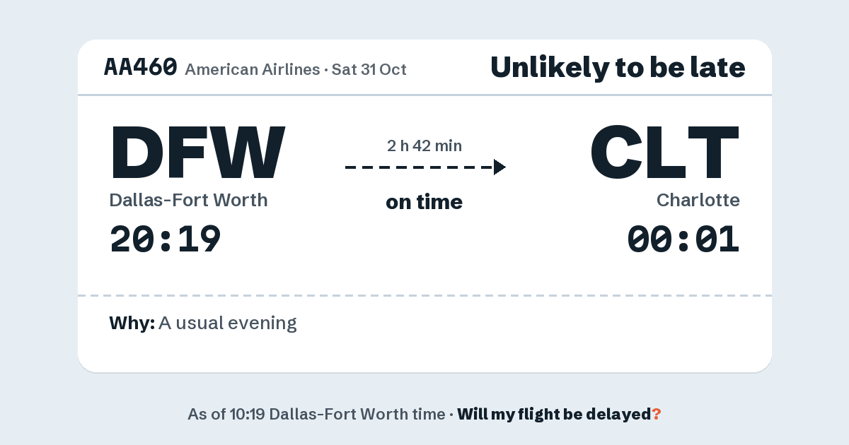Link preview: AA460 lands about 23:57