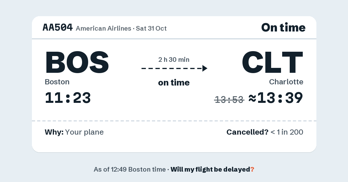 Link preview: AA504 lands about 13:39