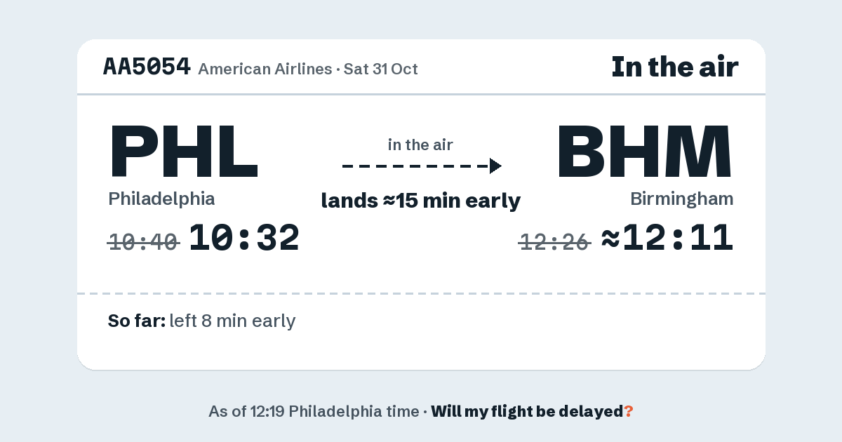 Link preview: AA5054 lands about 12:11