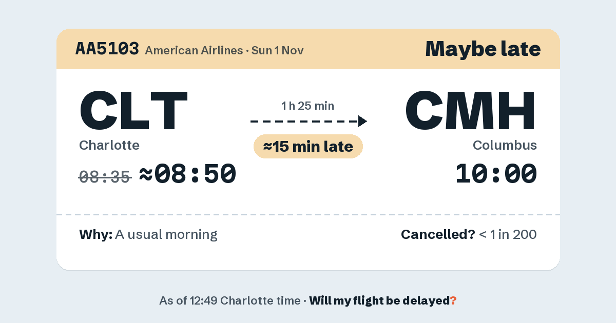 Link preview: AA5103 lands about 10:03