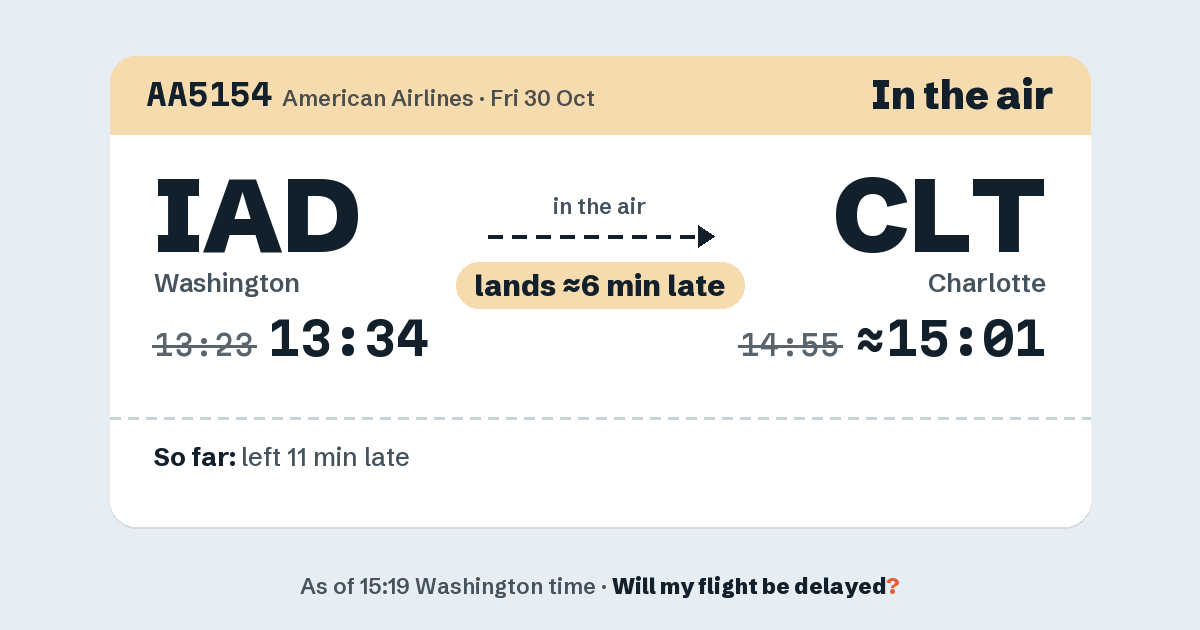 Link preview: AA5154 lands about 15:01