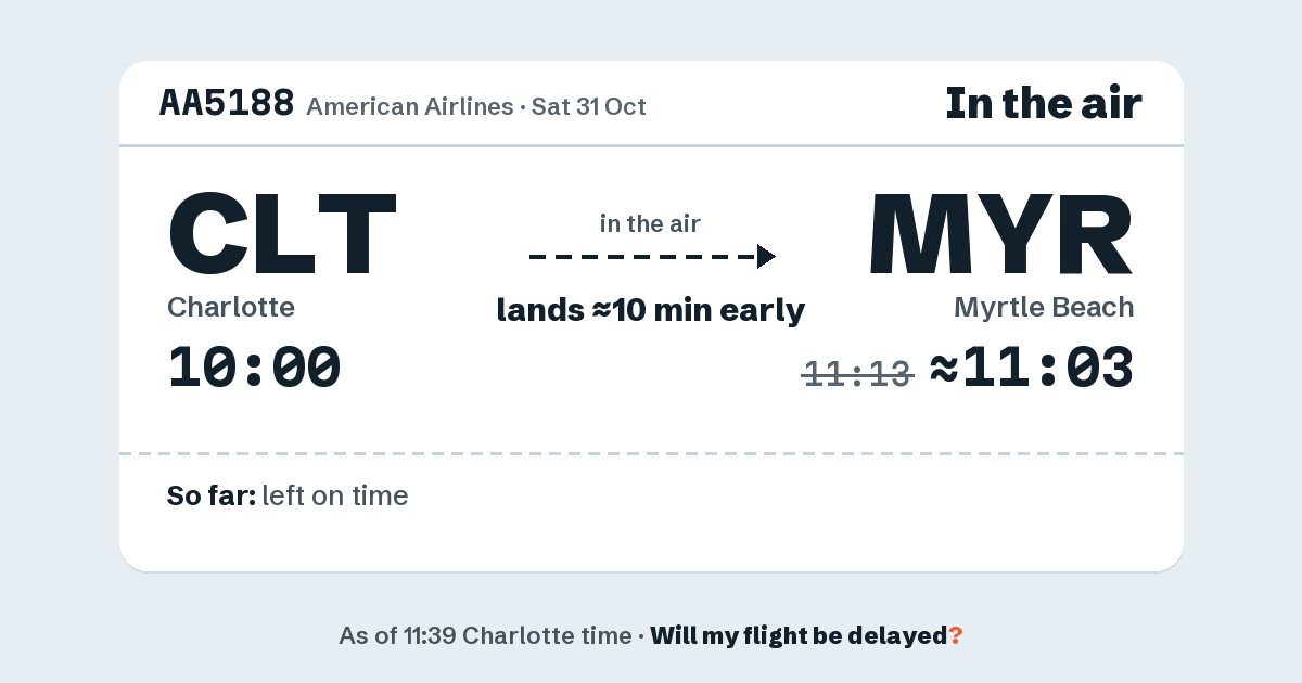Link preview: AA5188 lands about 11:03