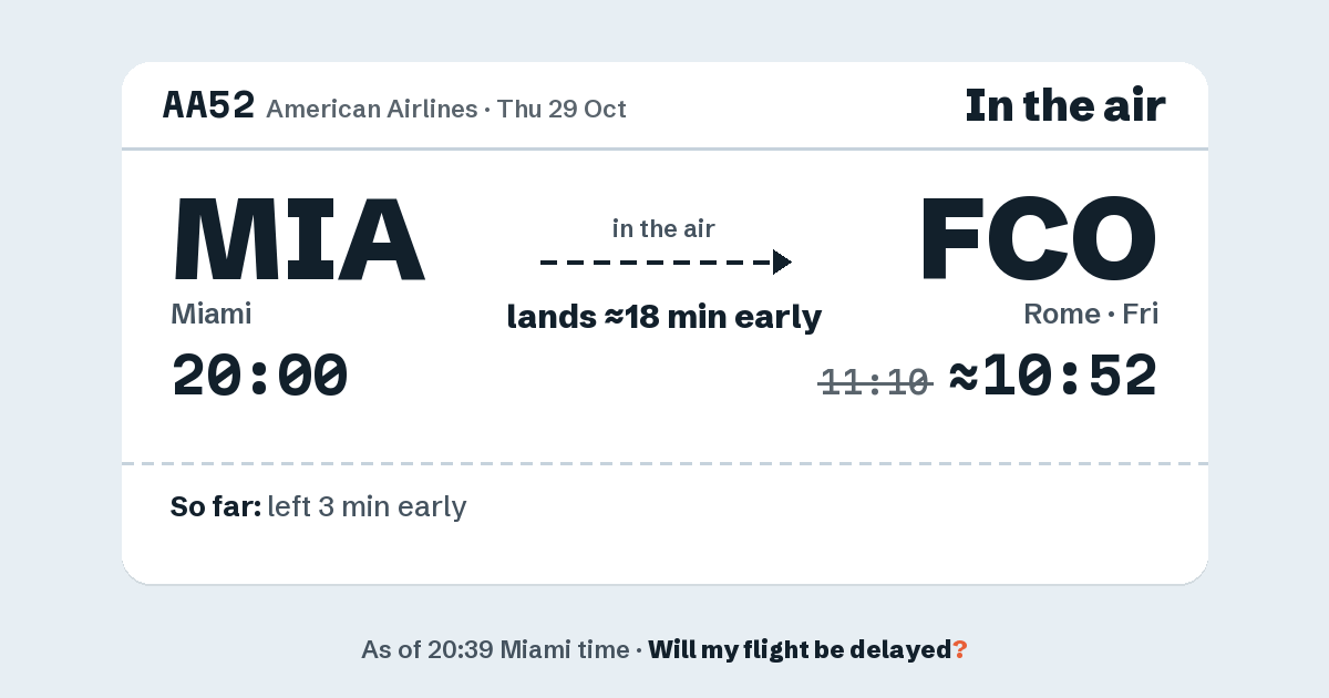Link preview: AA52 lands about 10:52