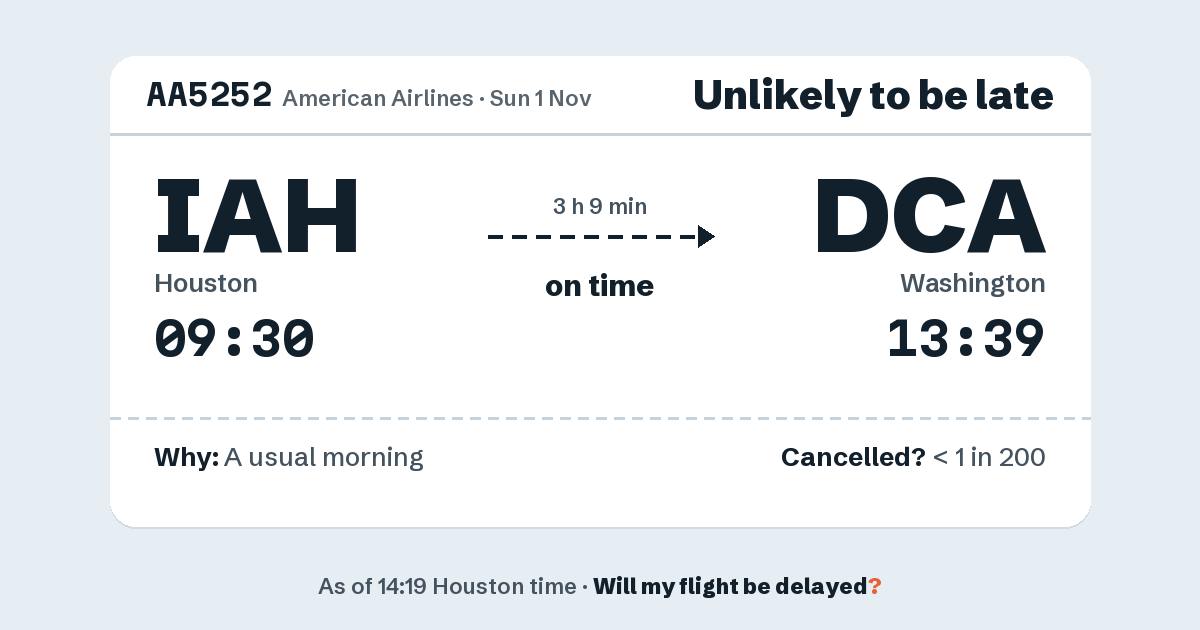 Link preview: AA5252 lands about 13:35