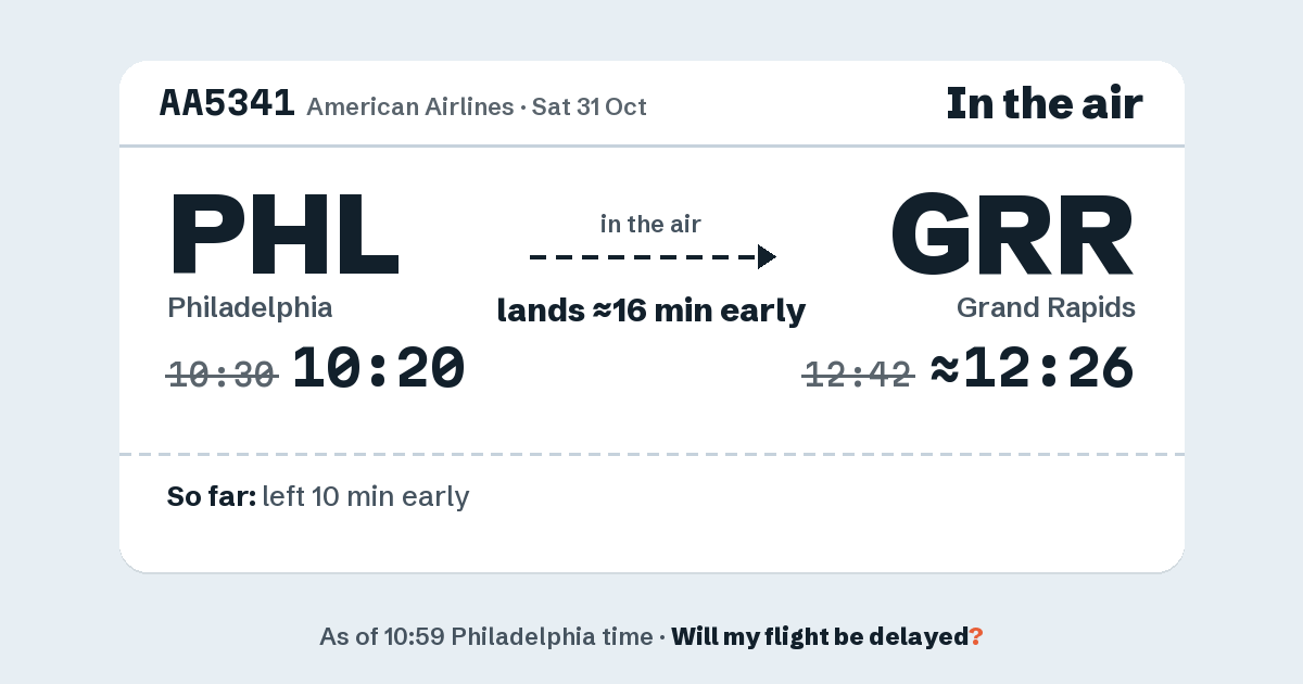 Link preview: AA5341 lands about 12:26