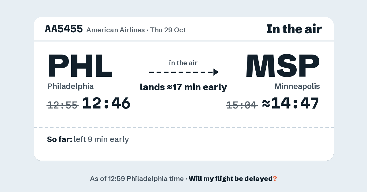 Link preview: AA5455 lands about 14:47