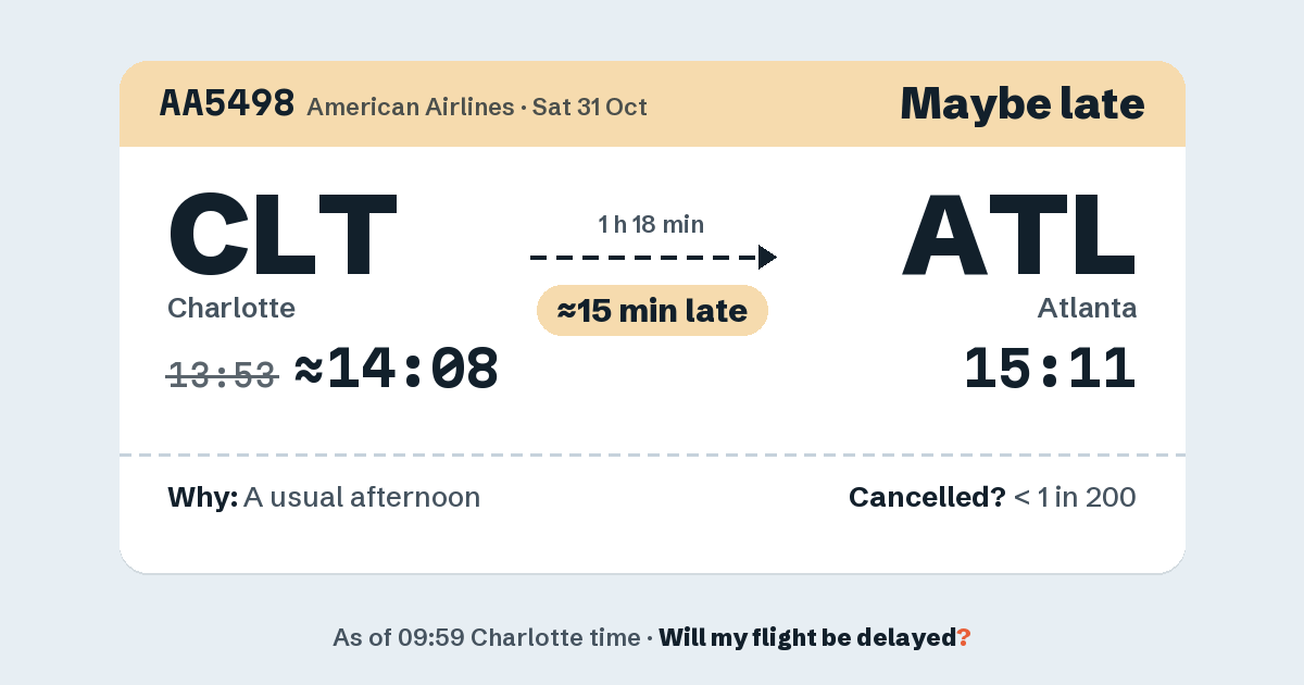 Link preview: AA5498 lands about 15:11