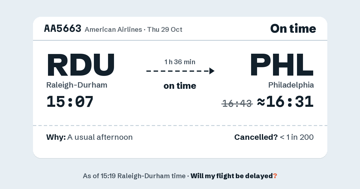 Link preview: AA5663 lands about 16:31