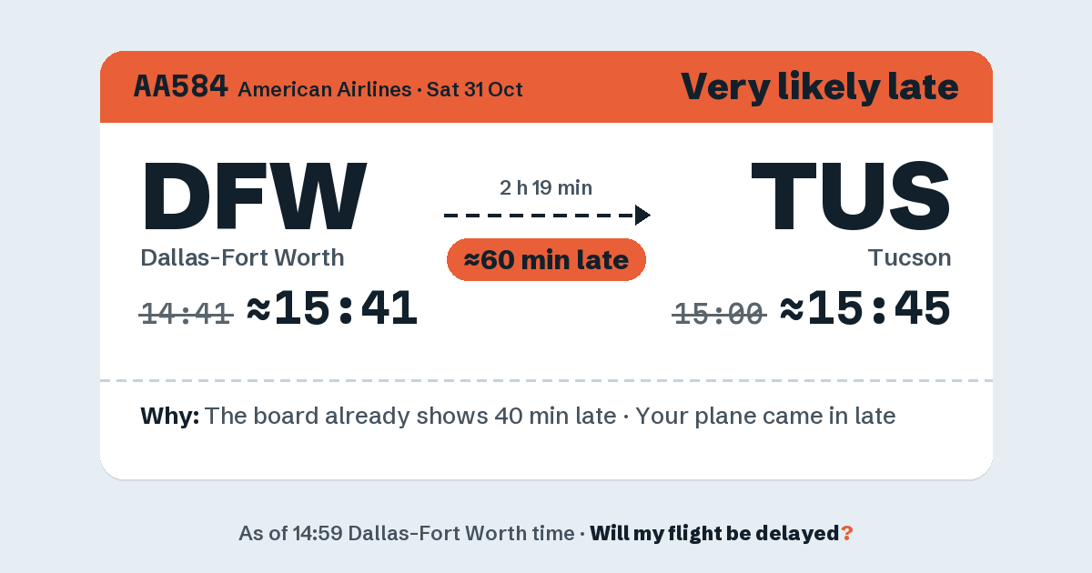 Link preview: AA584 lands about 15:44