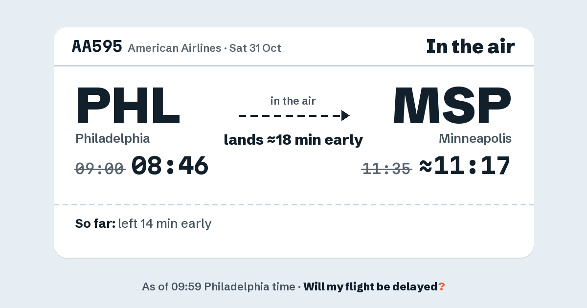 Link preview: AA595 lands about 11:17