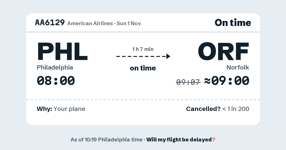 Link preview: AA6129 lands about 09:00