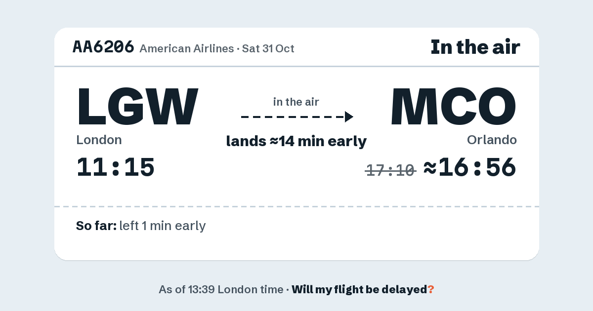 Link preview: AA6206 lands about 16:56