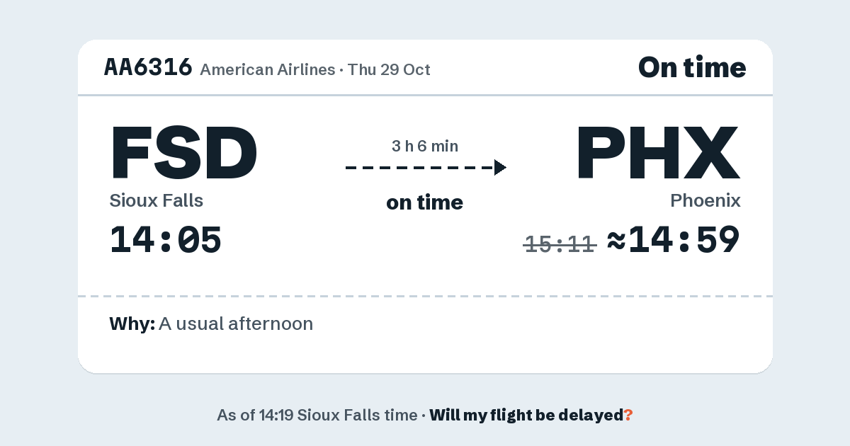 Link preview: AA6316 lands about 14:59