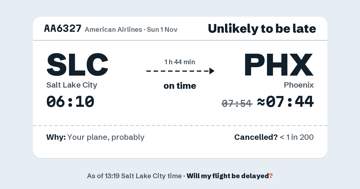 Link preview: AA6327 lands about 07:44